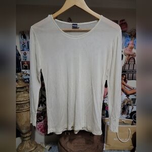 100% Pure Silk Vintage Medalist Cream White Pointelle Shirt